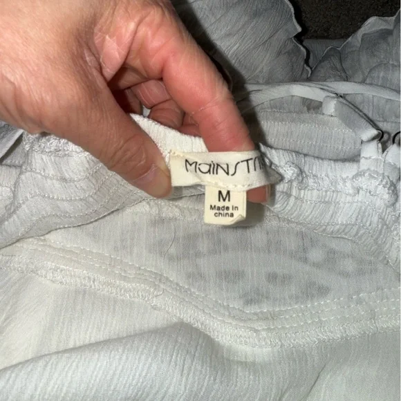 MAIN STRIP White Crocheted Lace Cami Babydoll Tank; size medium - Picture 3 of 6